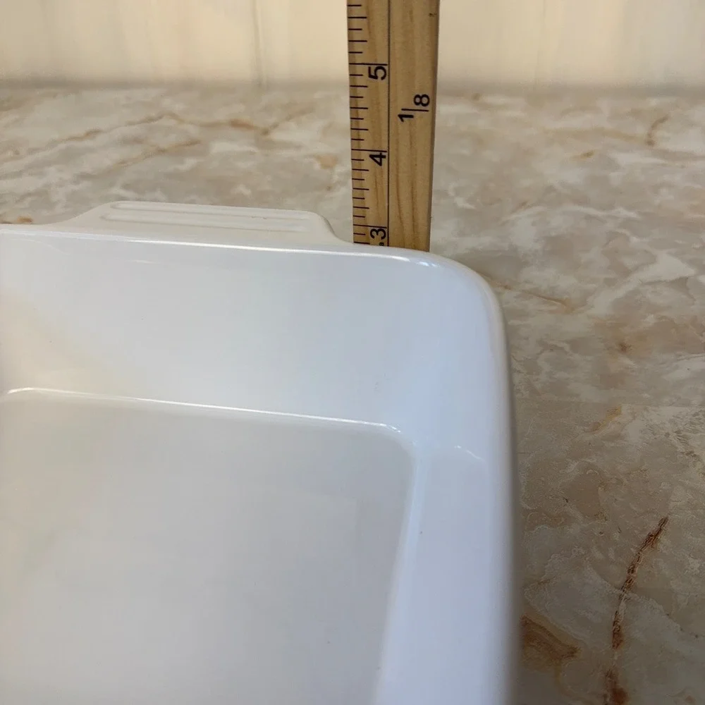 Dowan Baking Dish 8x8 White Ceramic Square Casserole Pan Ribbed Kitchenware